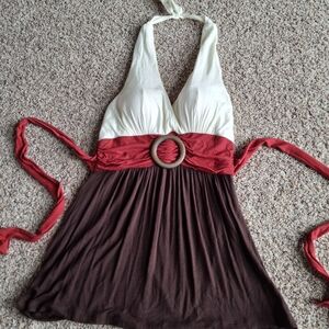 Wrapper Red and Brown Halter Camisole Medium